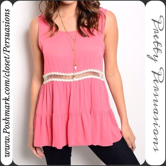 Pretty Persuasions Tops - SOLD OUT NWT Crochet Trim Ruffle Hem Top