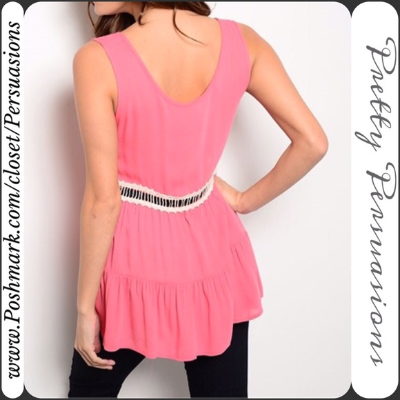 SOLD OUT NWT Crochet Trim Ruffle Hem Top - Picture 2 of 2