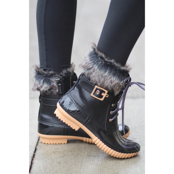 black duck boots with fur