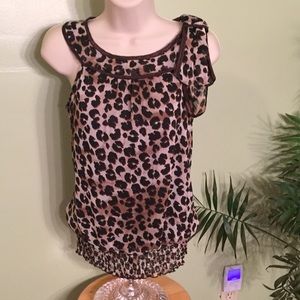 B-Wear Medium Cheetah Print Chiffon Top