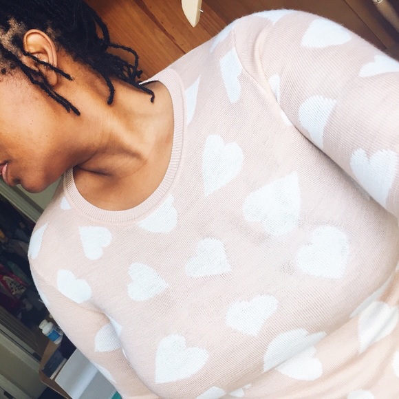 Loft pale pink heart sweater.