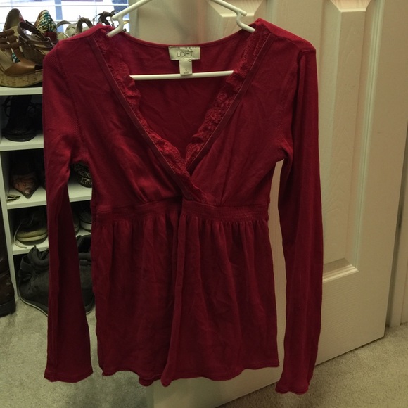 Ann Taylor long-sleeve, V-neck, Shirt