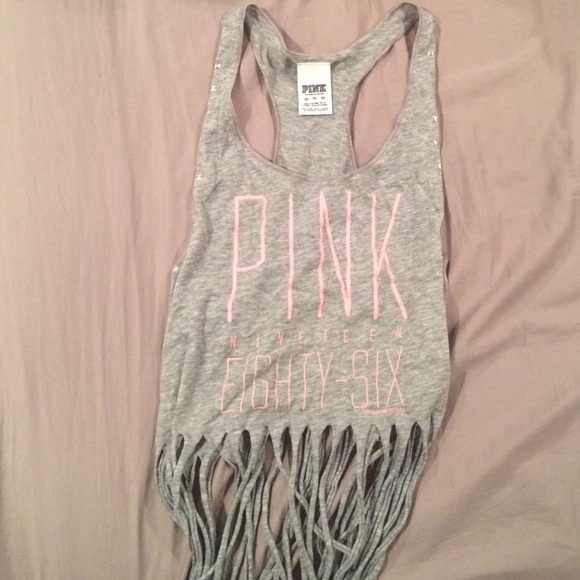 PINK Victoria's Secret Tops - 🎀SALE🎀 PINK fringe crop tank with studs