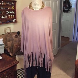 Mocha fringe tunic
