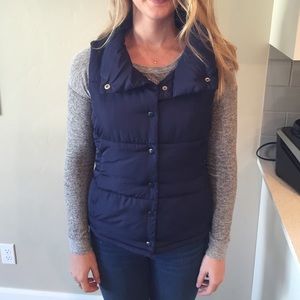 Navy blue button up vest