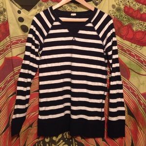 JCrew navy and white striped long sleeve