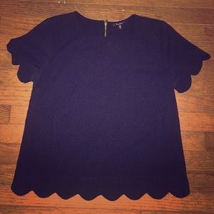 Black Scalloped Short Sleeve Shirt