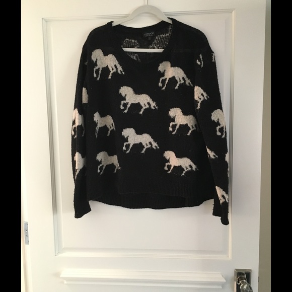 Topshop Black and Cream Horse Sweater