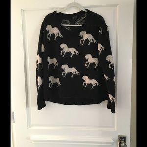 Topshop Black and Cream Horse Sweater