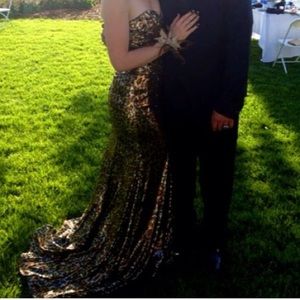 Tony Bowls Sequin Prom Dress in Leopard
