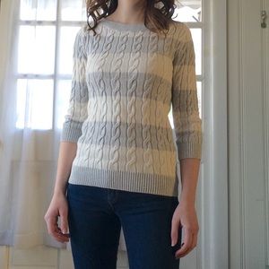 LOFT Striped Cable-Knit Sweater