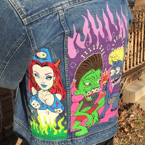 UNIF Jackets & Coats | Beavis And Butthead Hand Painted Jacket | Poshmark