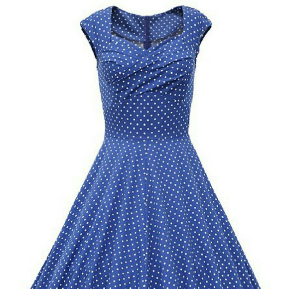 Polka Dot Print blue dress