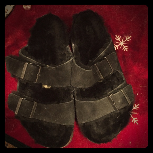 New suede fur-lined Birkenstock sandals