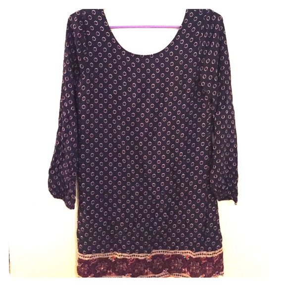 Quarter length sleeve boho chic dress