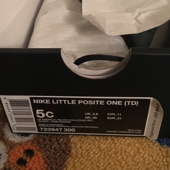 Nike Little Posite 1 TD 5c Toddler DK Emerald/Blk - Picture 4 of 4