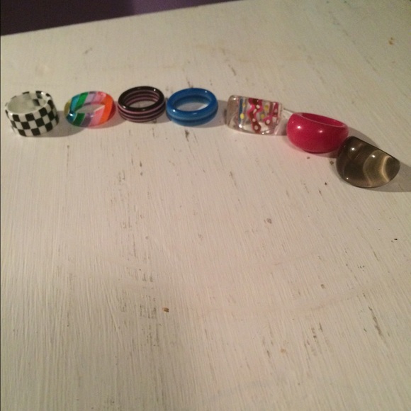 Variety of colorful plastic rings