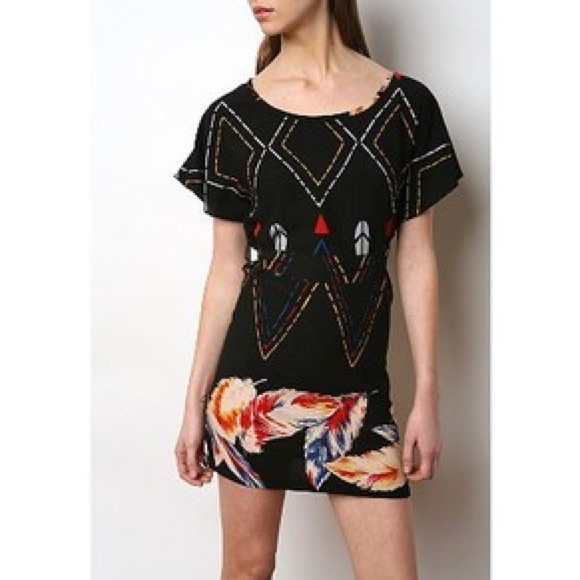MINKPINK Tribal Feather Pattern Minidress