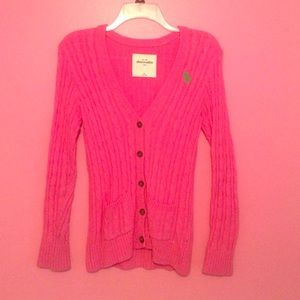 pink long sleeved cardigan!