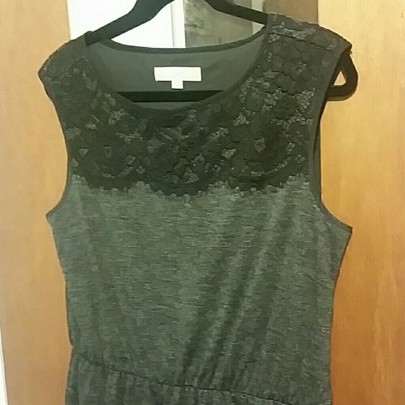 LOFT Dresses - Gray Knit Lace Embellished Dress LOFT Dresses - Gray Knit Lace Embellished Dress