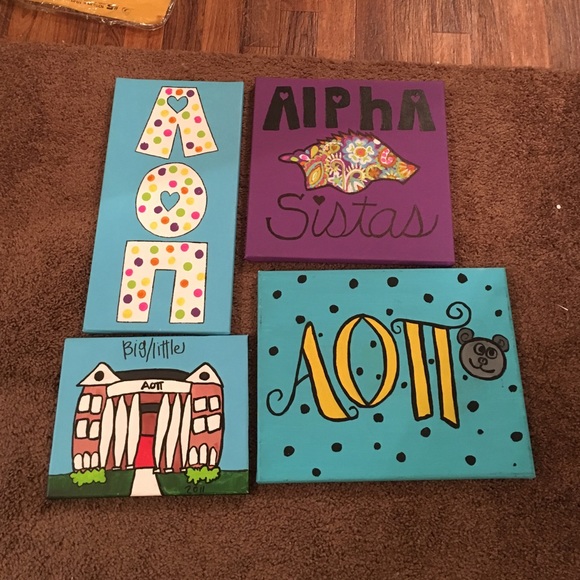 Other - 4 AOII alpha omicron pi painted canvases