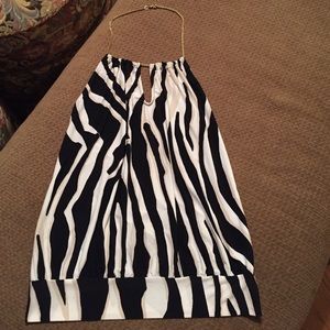 Black white and tan backless top