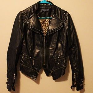 Faux leather and studded jacket size:M