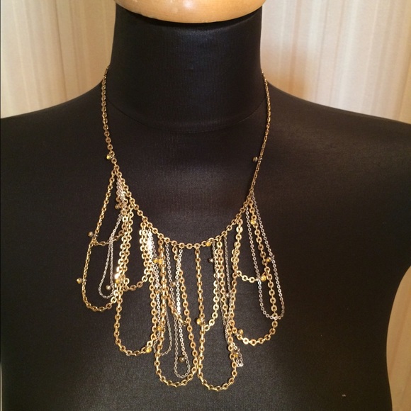 BCBG Gold Silver Tone Statement Necklace