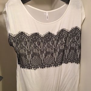 NWOT Cream shirt with lace