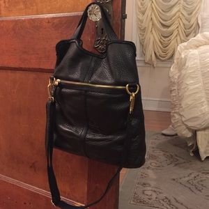 Black, soft leather Fossil tote