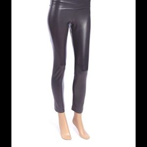 Dark Grey Fleeced Lined Faux Leather Leggings SzXL