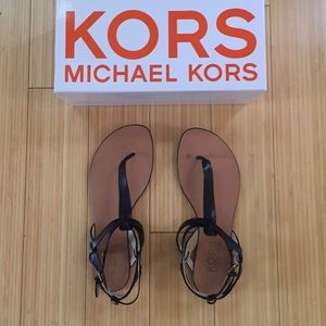 Michael Kors t-strap black sandals