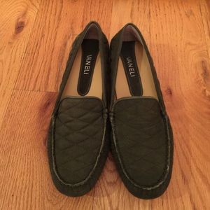 VANELI GREEN SUEDE QUILTED MOCCASINS SZ 37