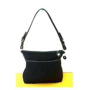 THE SAK CROCHET BLACK HANDBAG SHOULDER BAG TOP ZI