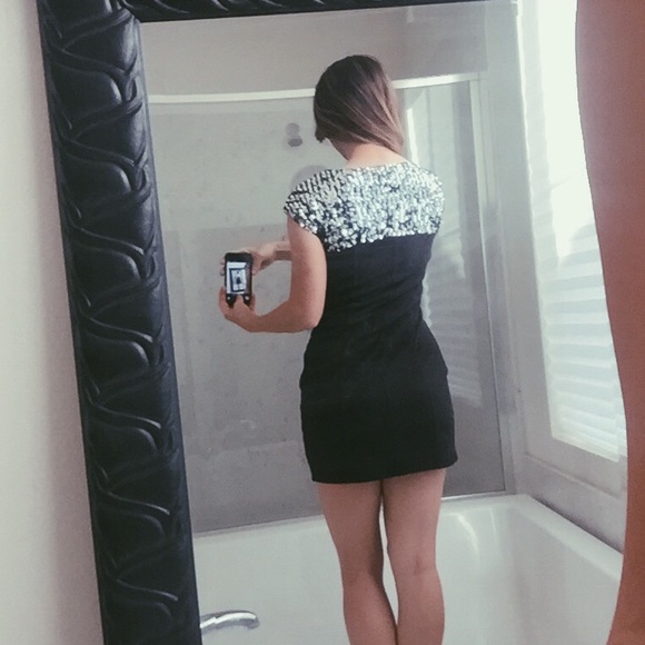 Silver & Black Sequin "Little Black Dress" LBD - Picture 3 of 4
