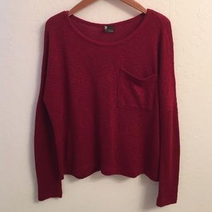 Deep red sweater with pocket