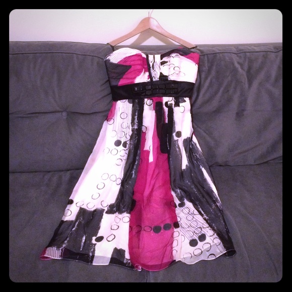 Badgley Mischka strapless 100% silk dress