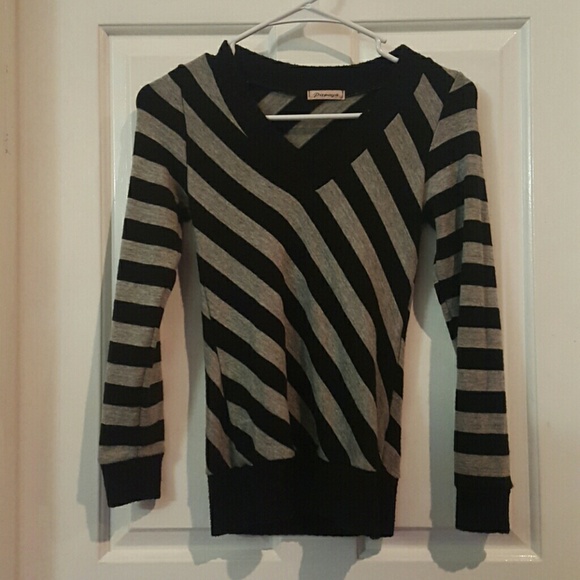 Black and grey v neck sweater