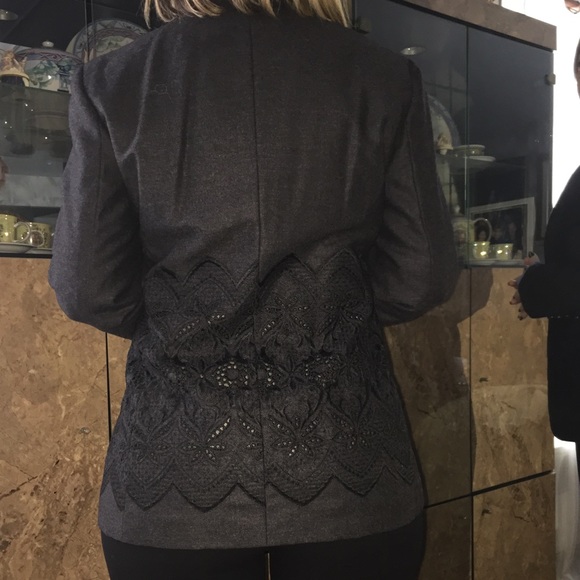 Swish charcoal embroidered button down jacket - Picture 2 of 4