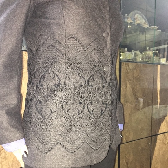 Swish charcoal embroidered button down jacket - Picture 3 of 4