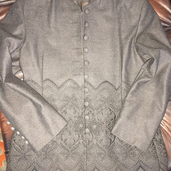 Swish charcoal embroidered button down jacket - Picture 4 of 4
