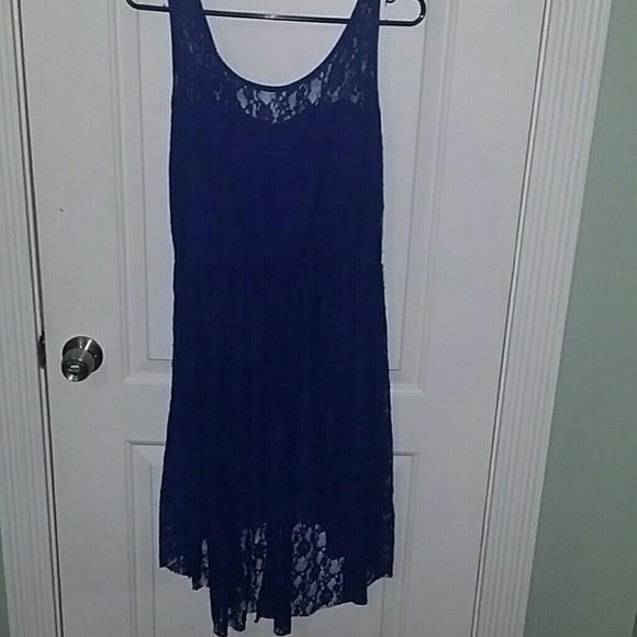 Blue lace high low dress