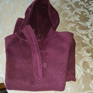 North face hooded fleece button and zipper front
