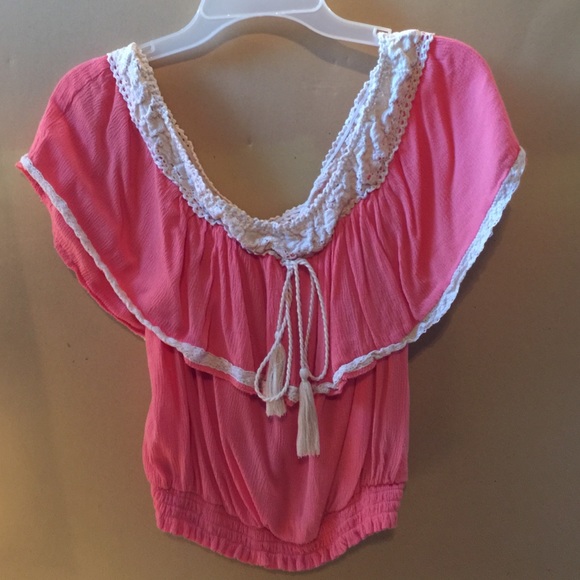 Pink off the shoulder crop top