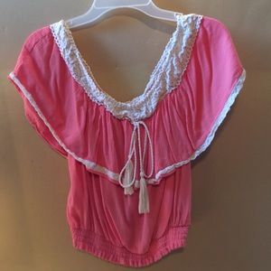 Pink off the shoulder crop top