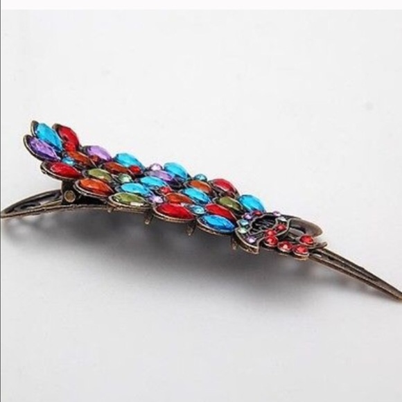 Peacock Hair Clip Multicolor - Picture 7 of 8
