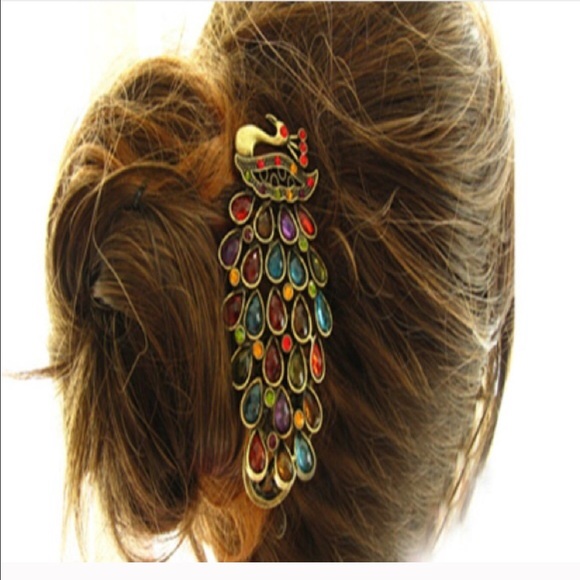 Peacock Hair Clip Multicolor - Picture 6 of 8
