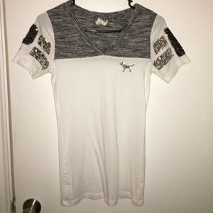 PINK short sleeve V neck