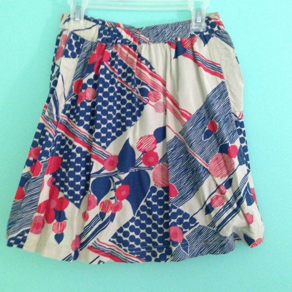 Cooperative blue and red patterned skirt