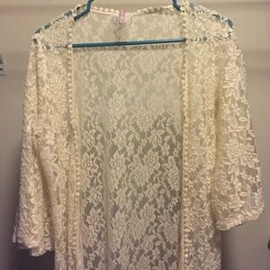 Long White Lace Kimono